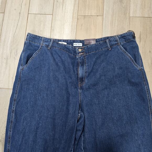 Ava & Viv High Rise Barrel Leg Medium Wash Denim Trouser Jeans Size 24 - Picture 4 of 12